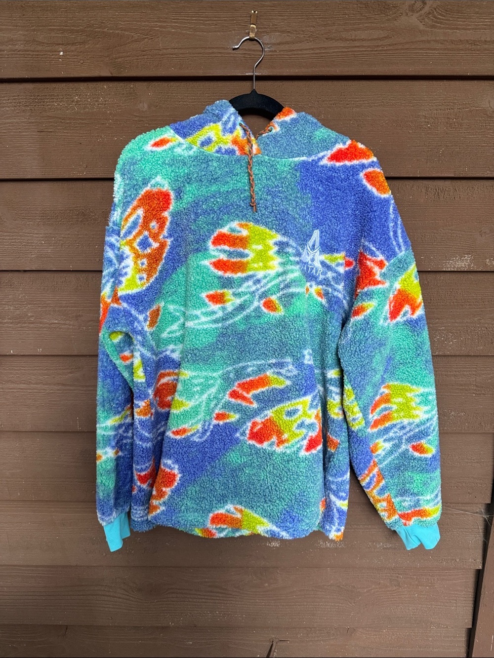 Disney Avatar Multicolor Plush Hoodie - Blue, Green, Orange size Large